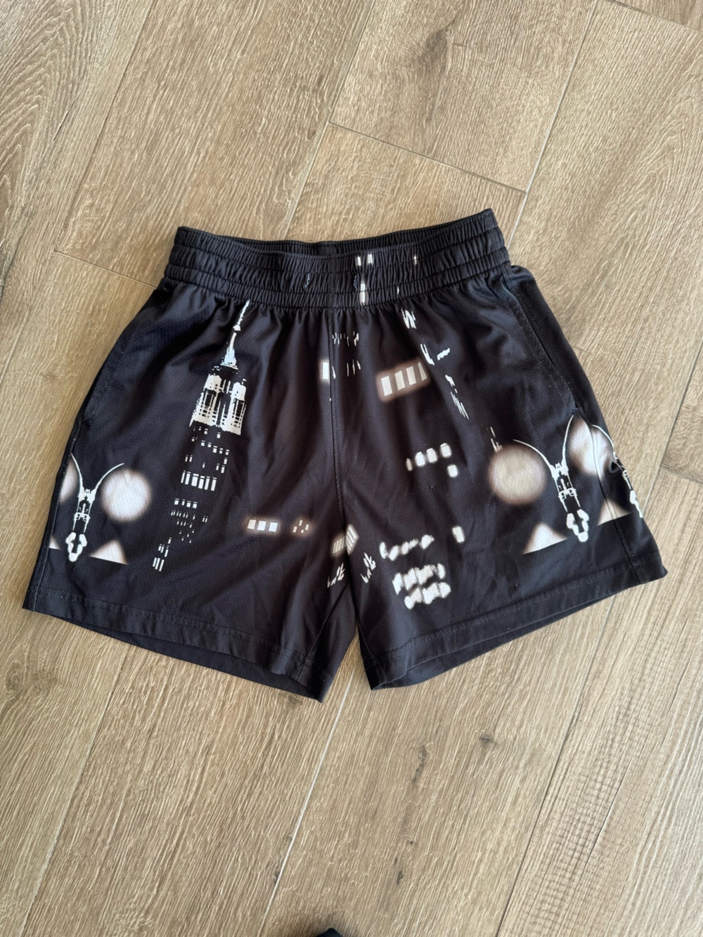 3  pcz Kid 12 years old Black City Print Athletic Shorts